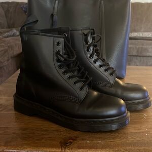All black Dr. Martens L10 / M9 1460 MONO SMOOTH LEATHER LACE UP BOOTS
